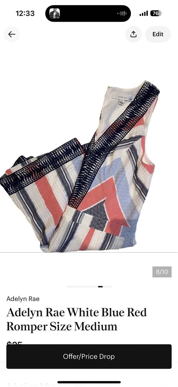 Adelyn Rae Striped Chevron Romper Size Medium - Picture 8 of 10